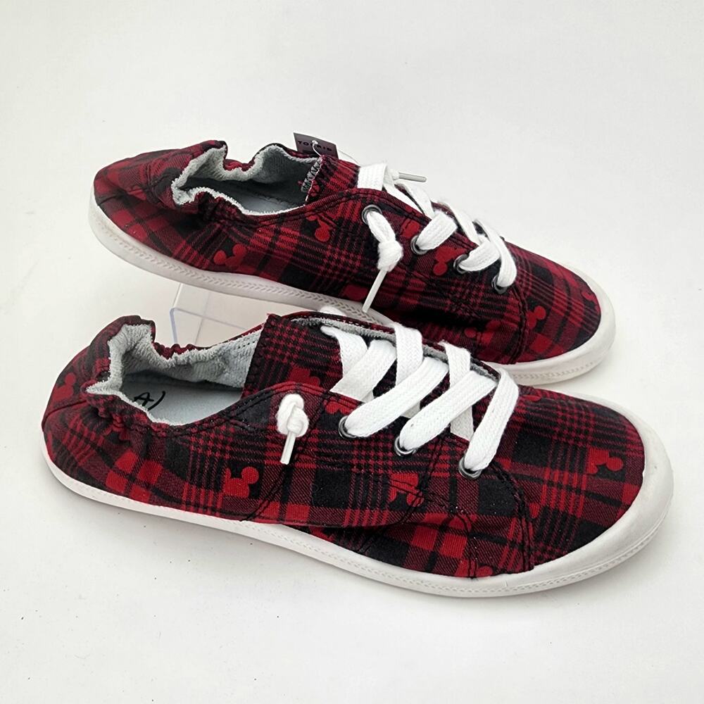 Torrid Disney Holiday Plaid Mickey Mouse Wide Width Riley Sneaker Size 8.5